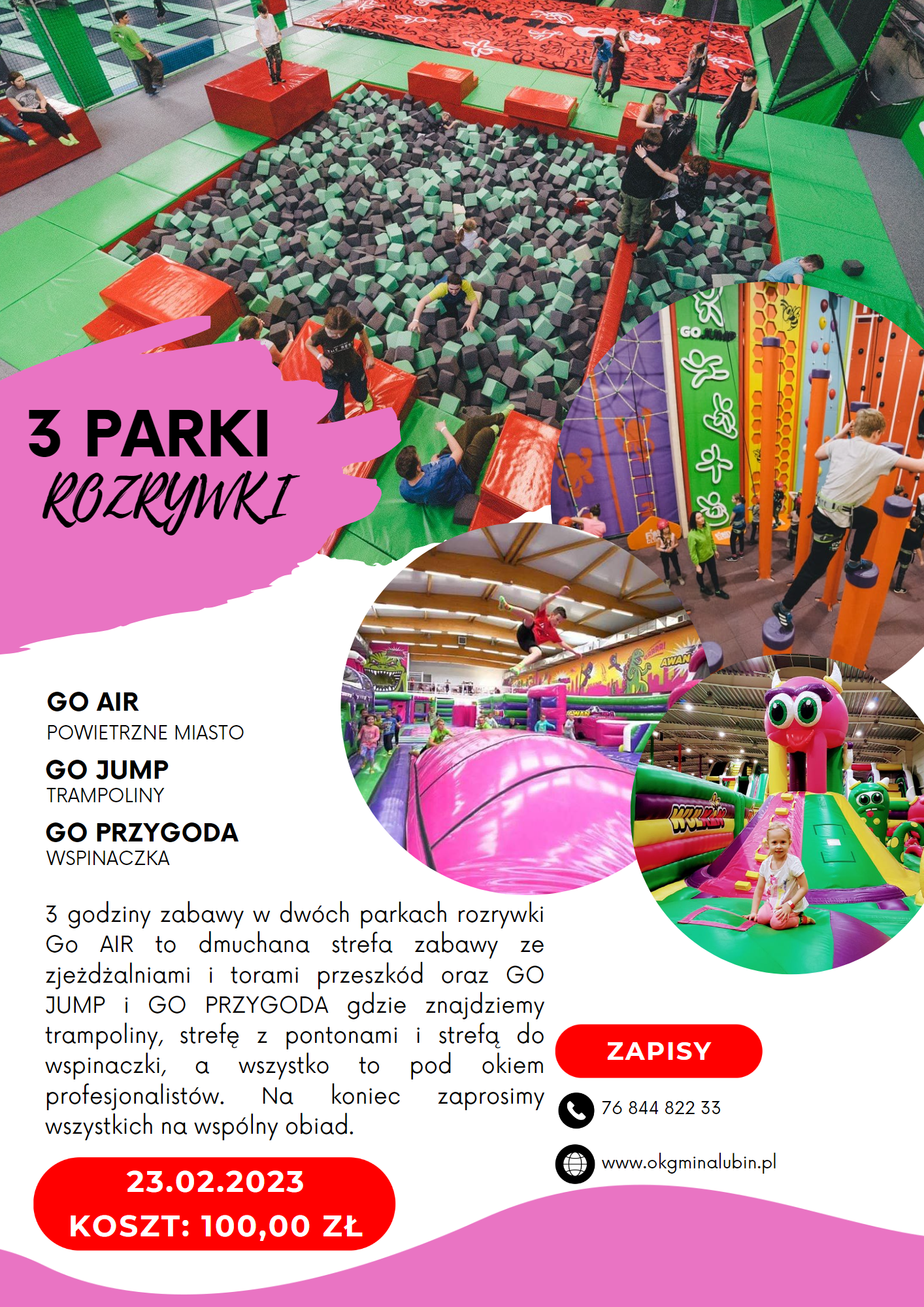Wycieczka do Wrocławia GO JUMP, GO AIR, GO PRzygoda w ramach ferii zimowych 2023, na zdjęciu park trampolin i park dmuchanych