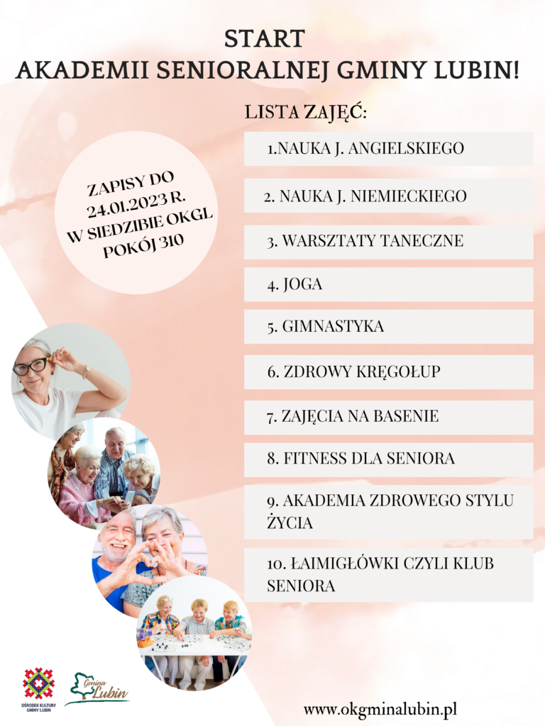 start zapisów na zajęcia realizowane w ramach akademii senioralnej gminy lubin
