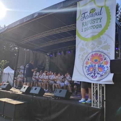 Zdjęcie Młodzieżowej Orkiestry Dętej Gminy Lubin podczas występu