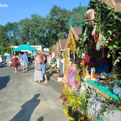 Domki poszczególnych grup na całościowym zdjęciu