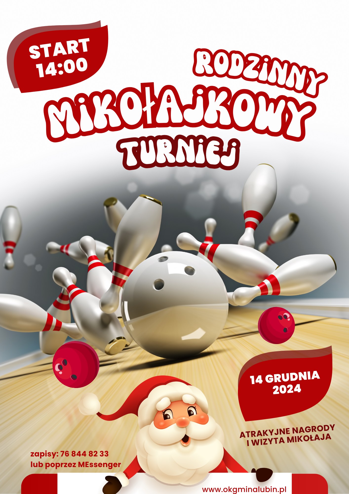 Rodzinny Mikołajkowy Turniej - 15 grudnia 2024 - plakat informacyjny.