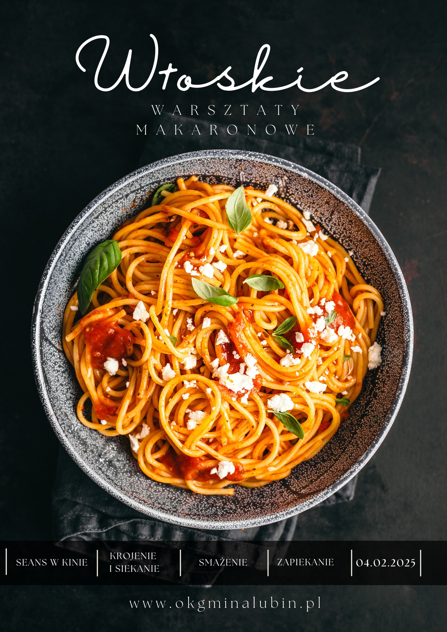 Włoskie warsztaty makaronowe. Plakat informacyjny