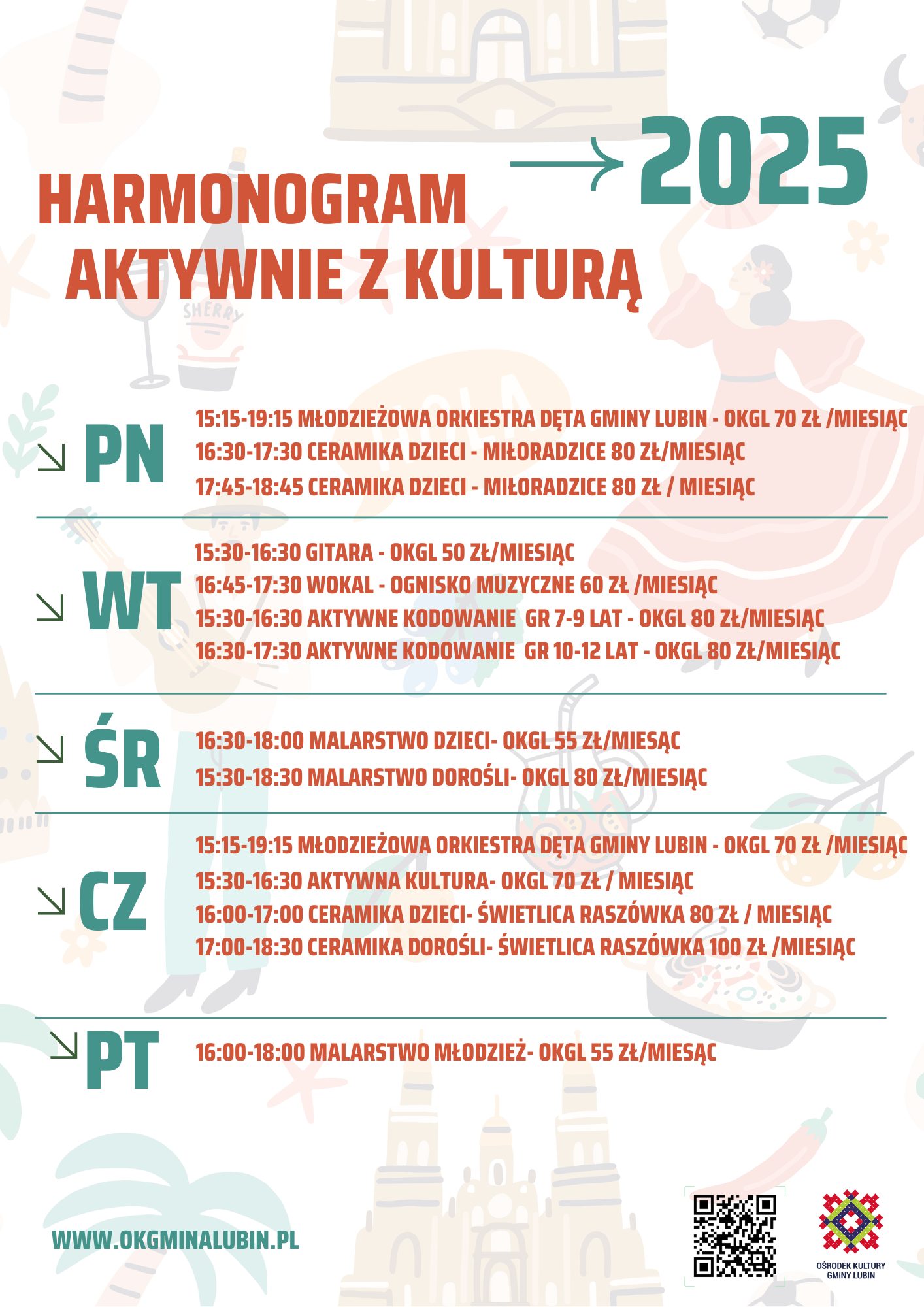 Plakat o działaniach pod nazwą Aktywnie z Kulturą