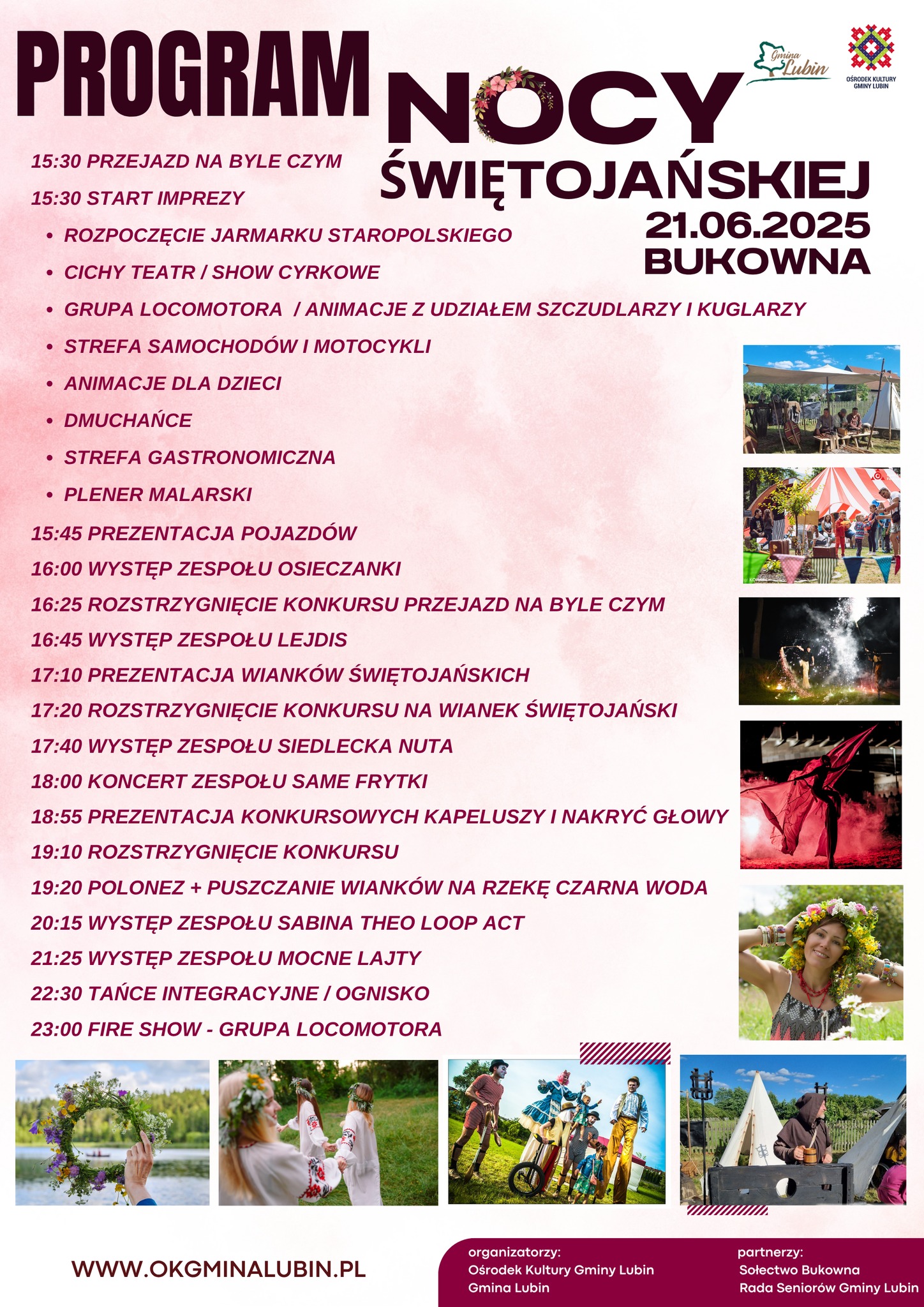 Program nocy świętojańskiej 2025. Zdjęcia planowanych atrakcji.