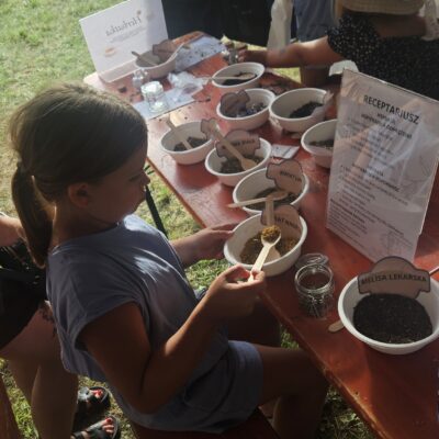 Dzieci przy stole na warsztatach z herbaty