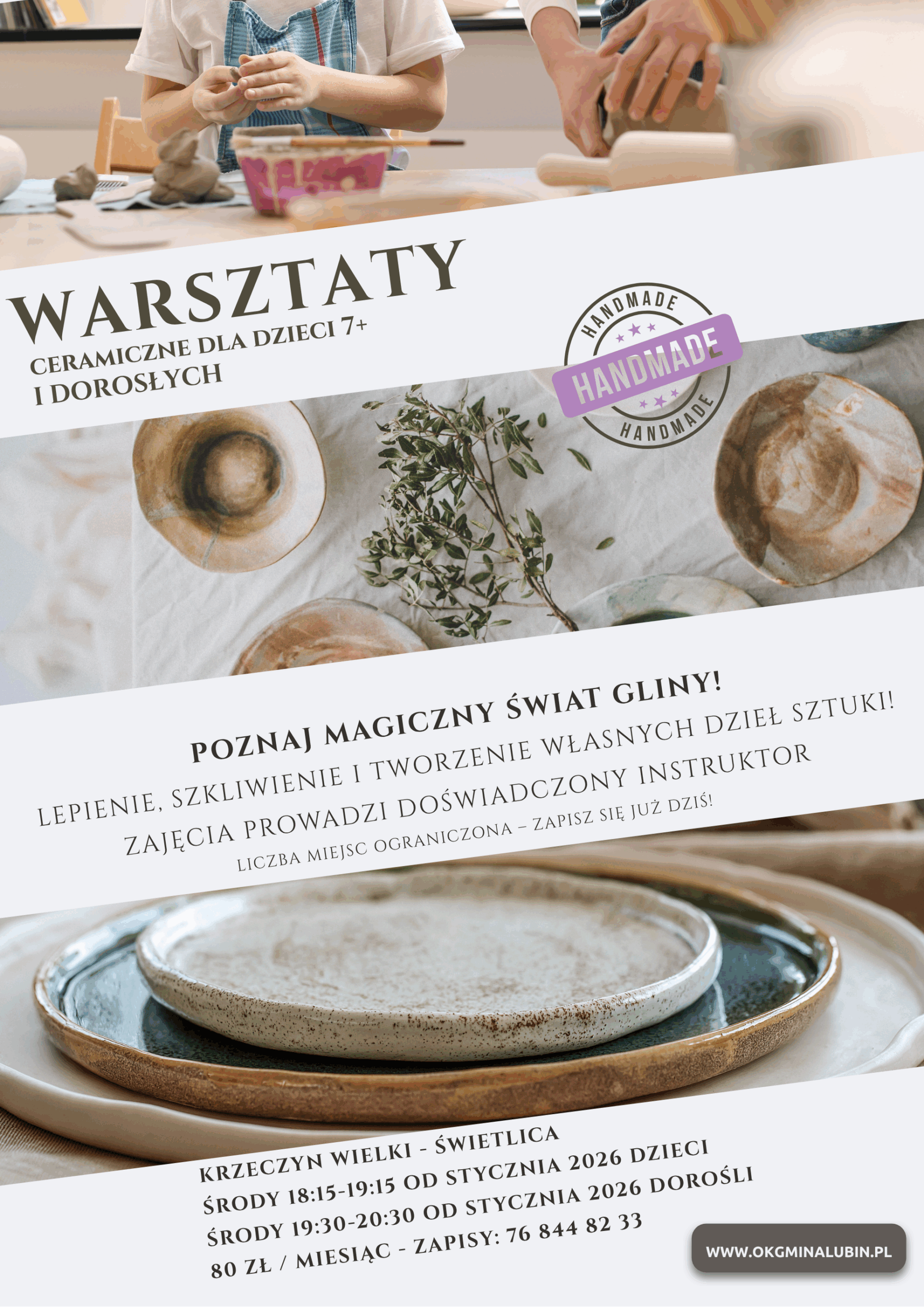 Warsztaty ceramiczne plakat informacyjny