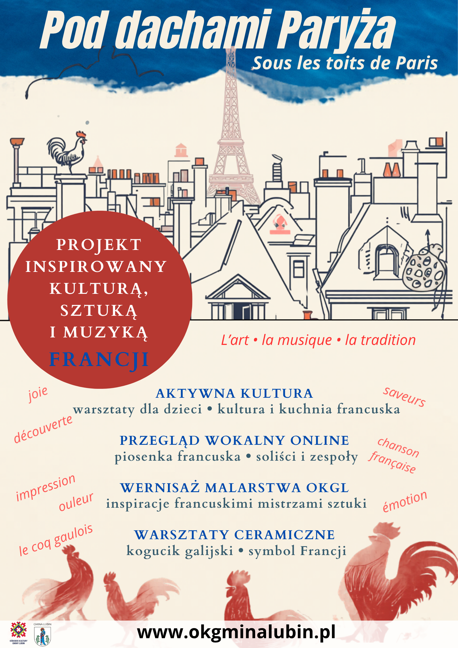 Plakat informujący o dniu Polsko - Francuskim pod nazwą POD DACHAMI PARYŻA