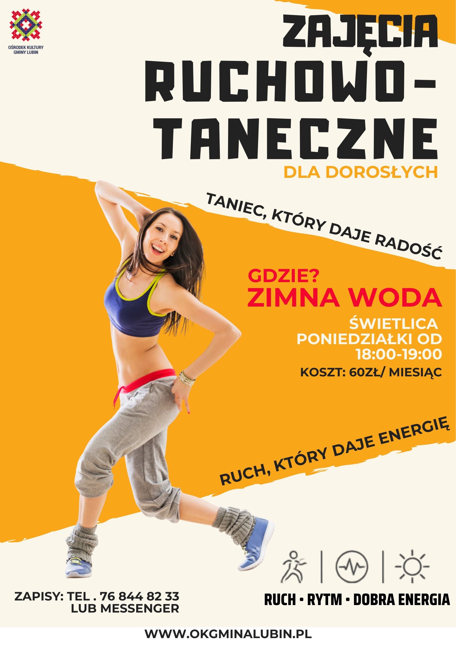 Plakat zajęcia ruchowo-taneczne dla dorosłych